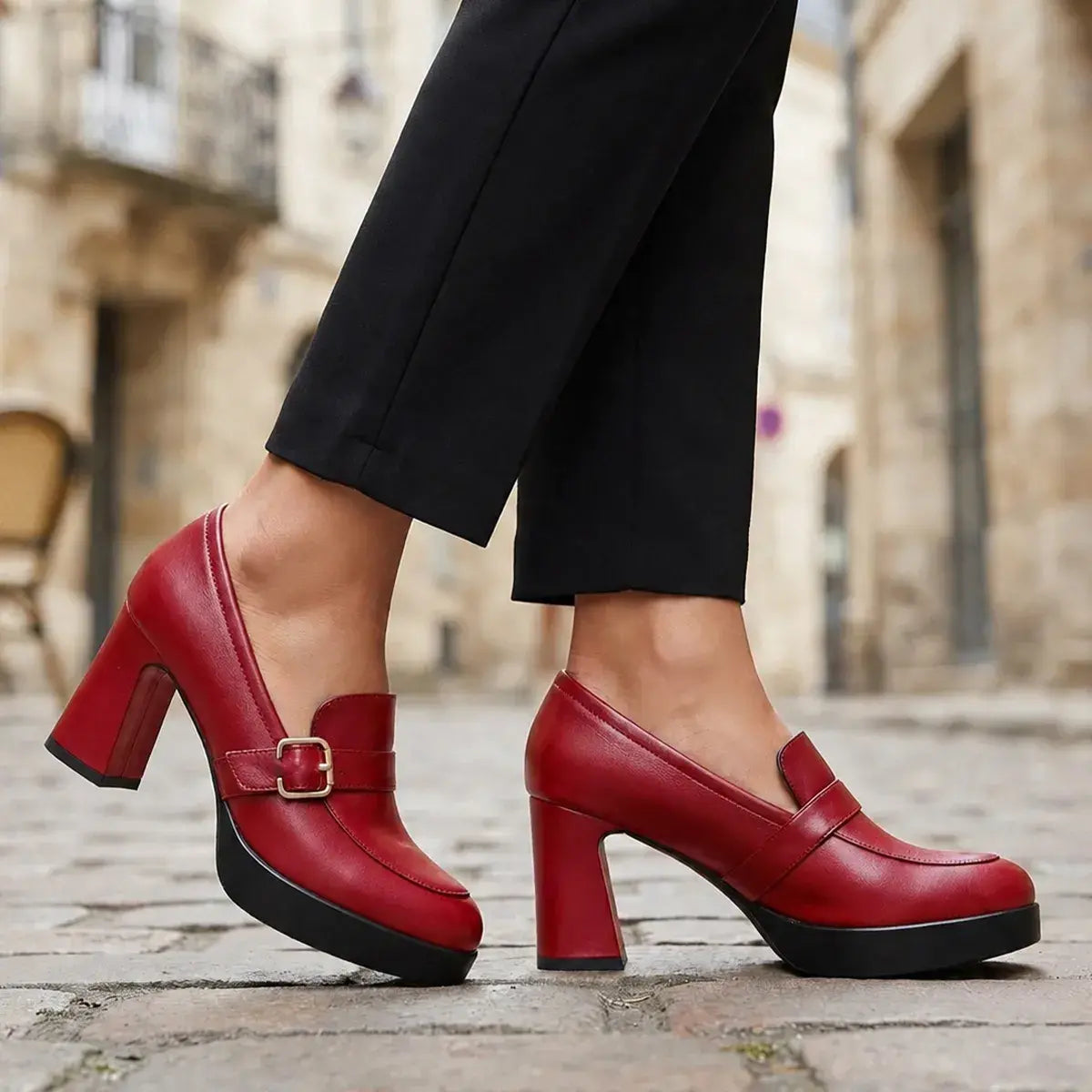 🔥👠【35-40】2026-os új bőr bokacsizma vastag sarokkal, divatos női magas sarkú bokacsizma.