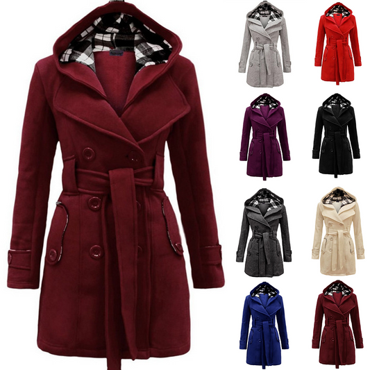 ✨🎀【S-3XL】Női középhosszú, kapucnis, meleg dzseki