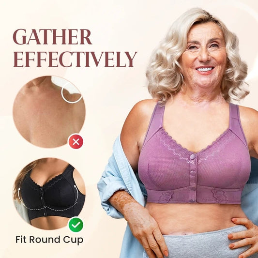 💕🎁(3 τεμάχια)【45kg-155kg】Μεγάλο, αναπνεύσιμο, απαλό βαμβακερό σουτιέν με κουμπιά μπροστά