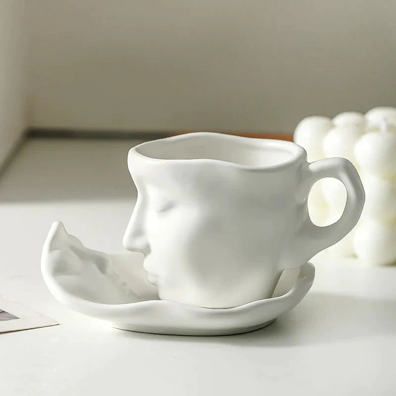🥂😜 Metalowy, kreatywny ceramiczny kubek do kawy z pocałunkiem i twarzą dotykającą twarzy