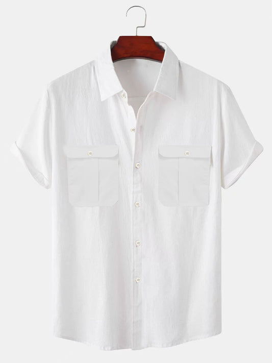 🏖️🔥【Promocja Letnia】【M-5XL】 Nowość męska lniana koszula letnia o prostym kroju – przyjemna dla skóry i miękka