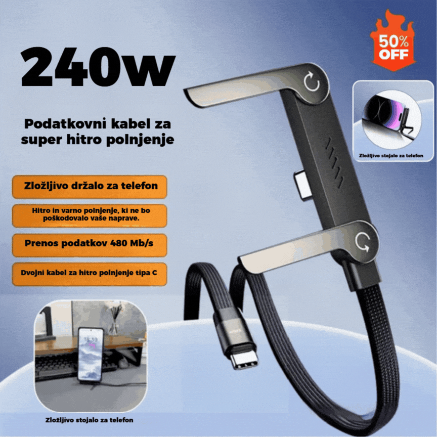 š„Kupite 1, dobite 1 gratis!š„ā”Kabel za hitro polnjenje 2 v 1 z nastavljivim držalom za telefonš