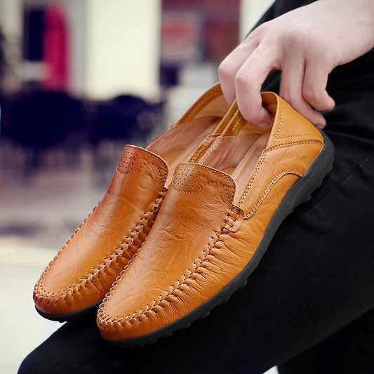 😎💥【39-47】2025 Letnie nowe modne męskie skórzane buty casualowe