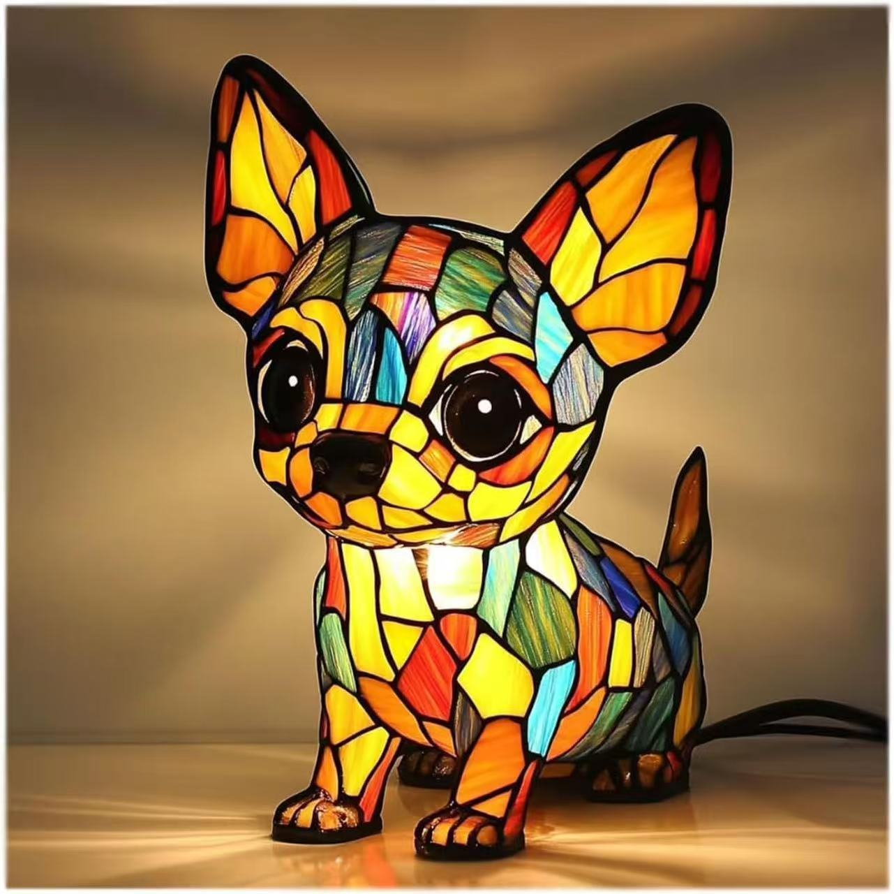 😺🐶✨Gyanta díszek, LED éjszakai fény, művészet, állatszobor, kreatív dekoráció irodába, otthonra, USB porttal ellátott kapcsoló