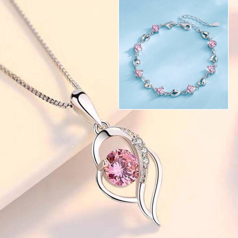 ✨💎„Óceán szíve”925 ezüst karkötő + nyaklánc szett