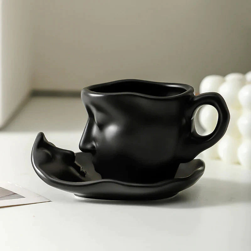 🥂😜 Metalowy, kreatywny ceramiczny kubek do kawy z pocałunkiem i twarzą dotykającą twarzy