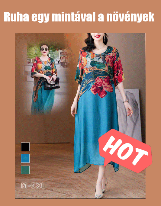 【M-5XL】 Elegáns nyomtatott ruha