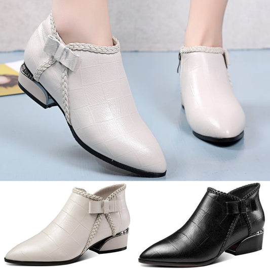 👢 【35-42】2025 őszi divatos új bőr rövid csizma cipzárral