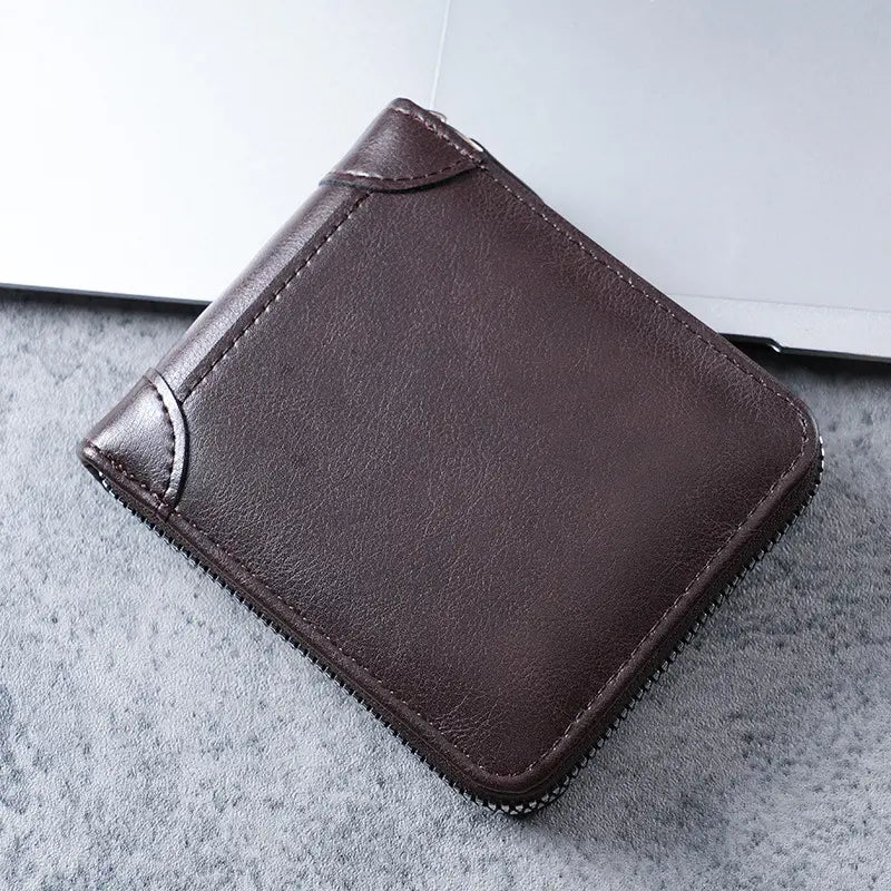 ✨【Második termék féláron】🎁Retro férfi műbőr pénztárca cipzárral, kártyatartóval/összecsukható aprópénztartóval.