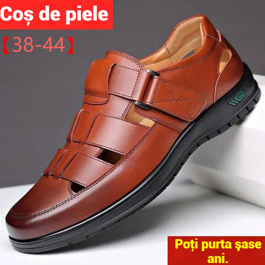 👞👍【38-44】2025 Ljetne muške sandale od kravlje kože, prozračne šuplje neklizajuće ležerne.
