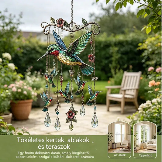 50% kedvezmény🐦Kristály szélcsengő kolibrivel és retró stílusú festett mintával