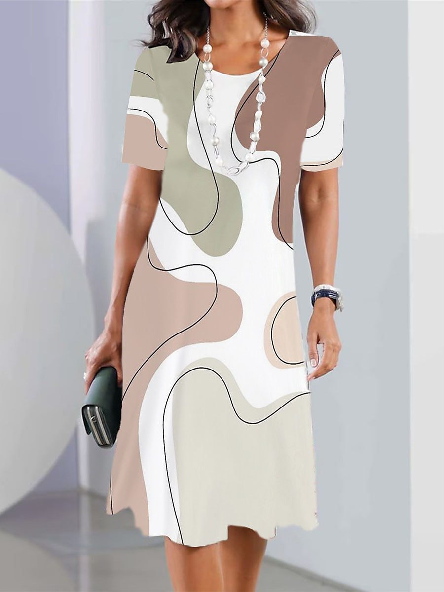 👗【50% kedvezmény】👗2026-es szexi női, nyomott kerek nyakú ruha