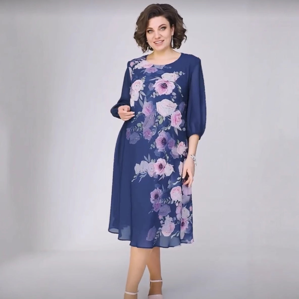 đ„50% kedvezmĂ©nyđăS-5XLăâ€ïž2026-es elegĂĄns nyomott sifon ruha