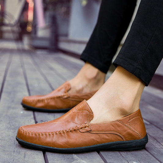 😎💥【39-47】2025 Letnie nowe modne męskie skórzane buty casualowe
