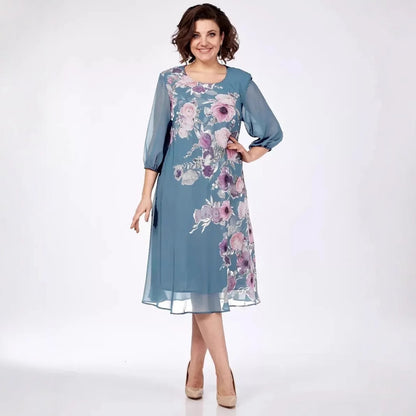 💥50% kedvezmény👗【S-5XL】❤️2026-es elegáns nyomott sifon ruha
