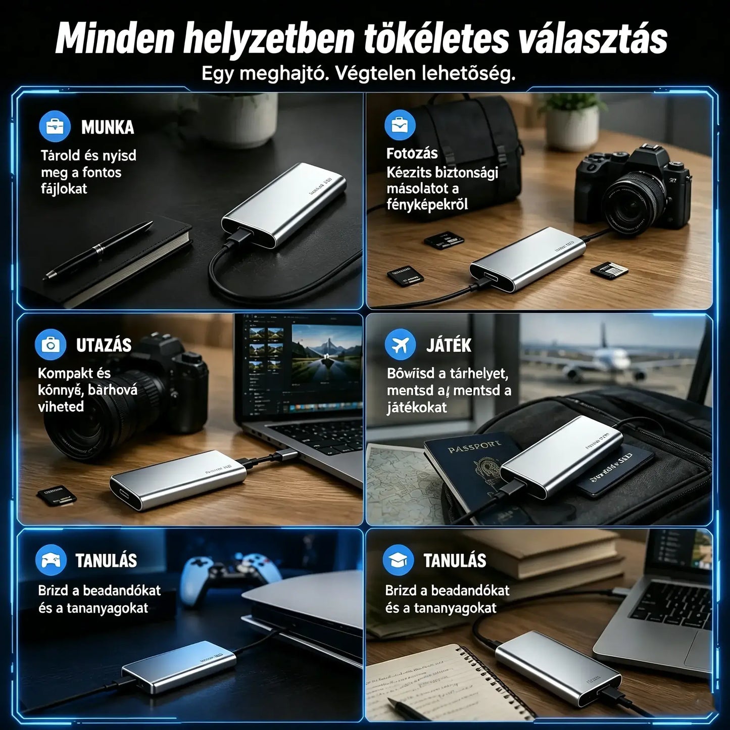 【Második termék féláron】Hordozható külső SSD meghajtó - Védd meg fotóidat, videóidat és fontos fájljaidat.
