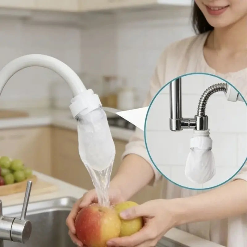 🚰 150 szűrő + 30 tépőzáras pánt ✨ Konyhai csaptelep fröccsenésgátló szűrő | Másodpercek alatt kiszűri az üledéket, rozsdát és szennyeződéseket 💧