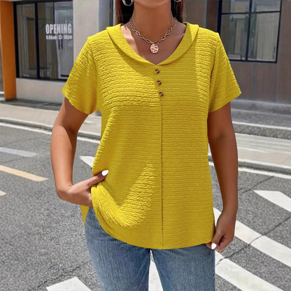 【L-6XL】2026 Nowy Plus Size Jednokolorowy Teksturowany Plisowany T-shirt Damski w Stylu Lalki