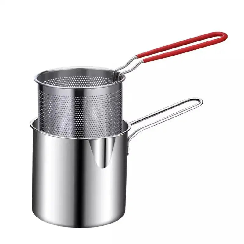 Rozsdamentes acél mini fritőz sütőkosárral – Kompakt, olajtakarékos és nem fröccsen! 🍟🍗