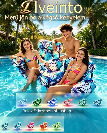 Ingyenes szállítás 💦📢 Összecsukható felfújható úszó kanapé háttámlával + légpumpa