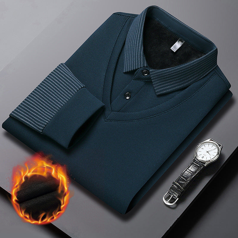 👔【M-4XL】Kétrészes műszálas póló foltvarrásos csíkokkal