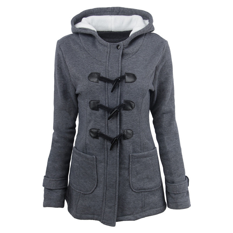 【M–6XL】Meleg, kapucnis női kabát, középhosszú