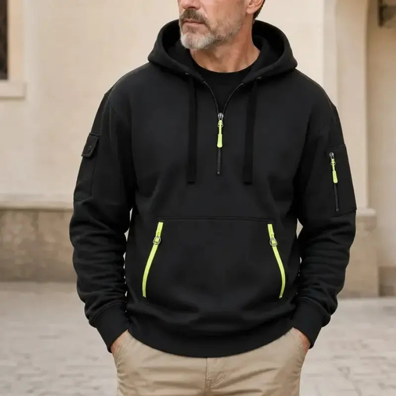 🧑【S-5XL】Prémium férfi ruházat – Bestsellerek, férfi kerek nyakú kapucnis pulóver, őszi-téli sláger