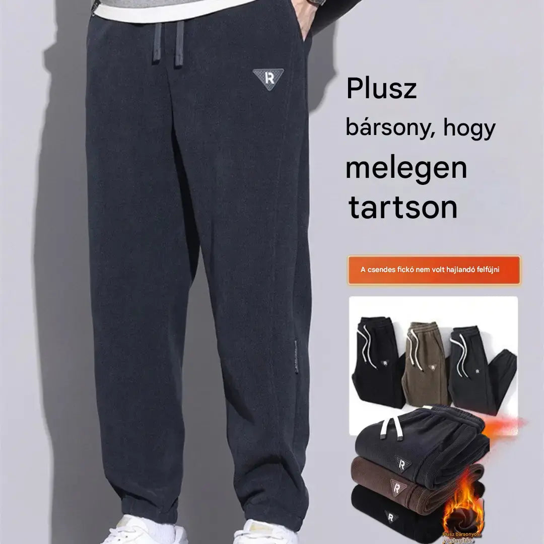 🔥【M-5XL】🖤Új férfi téli nadrág – polárbéléses, megerősített kordbársony; meleg, lezser férfi nadrág.