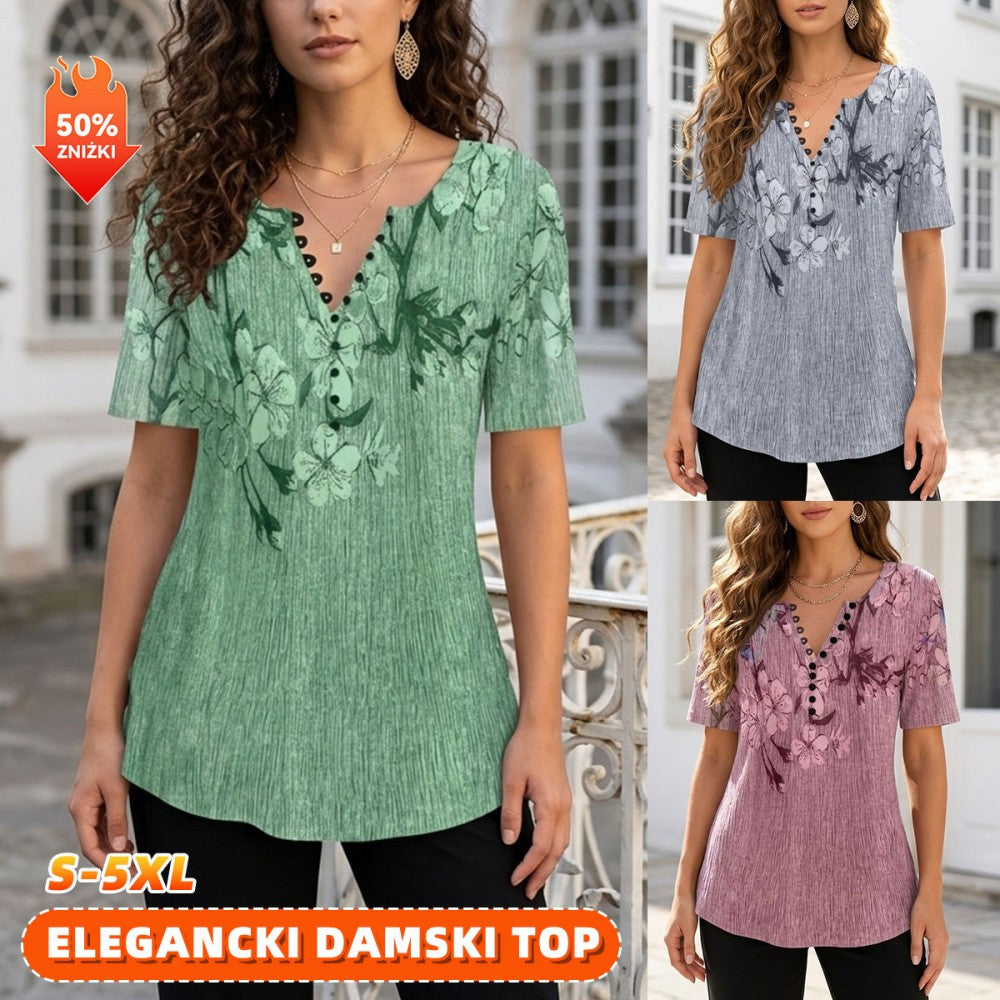 💕💕【50%OFF】💕💕【S-5XL】Nowości Letnie bawełniane koszulki damskie z krótkim rękawem i dekoltem w serek - przyjazne dla skóry i miękkie