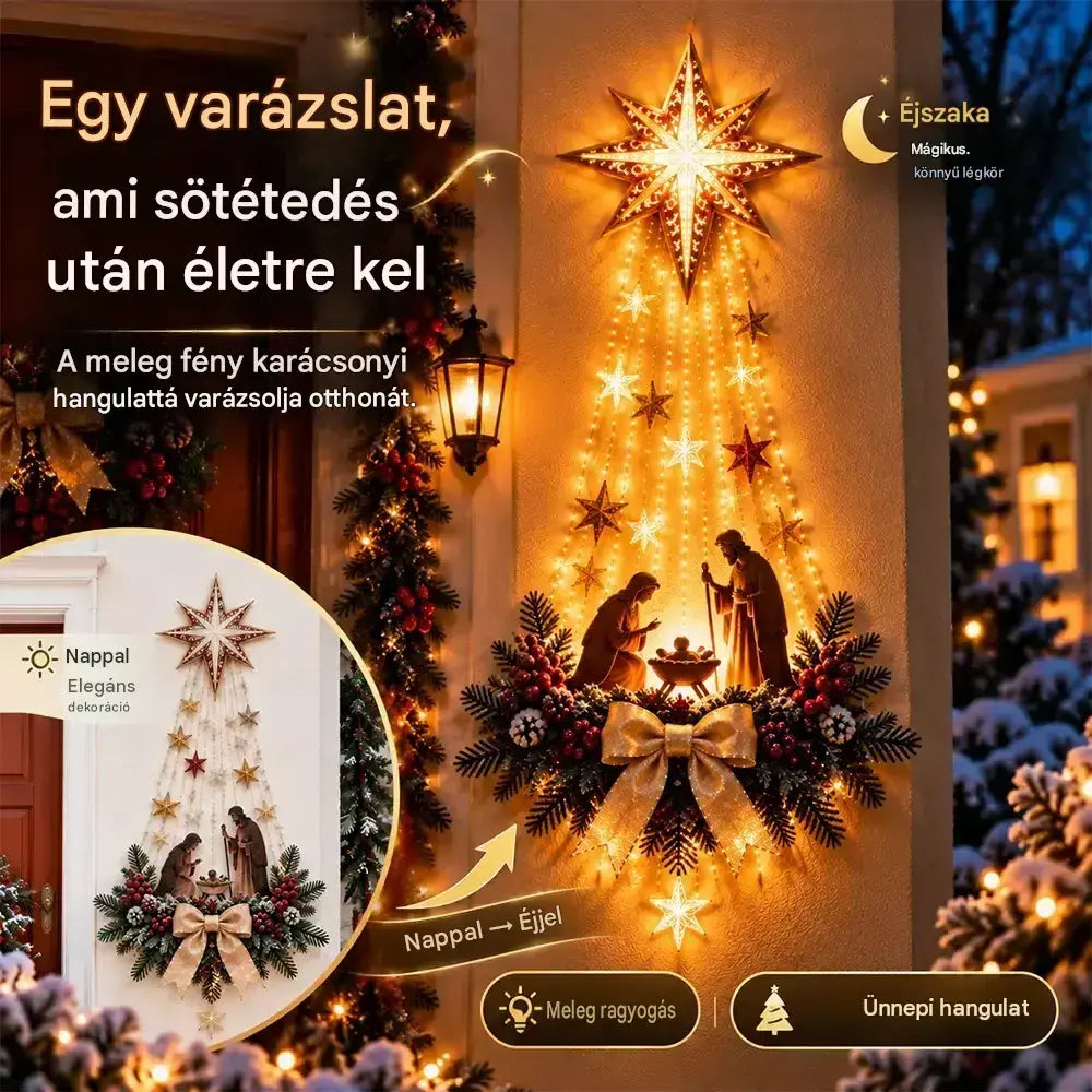 💡✨Világító falidísz karácsonyi jelenettel