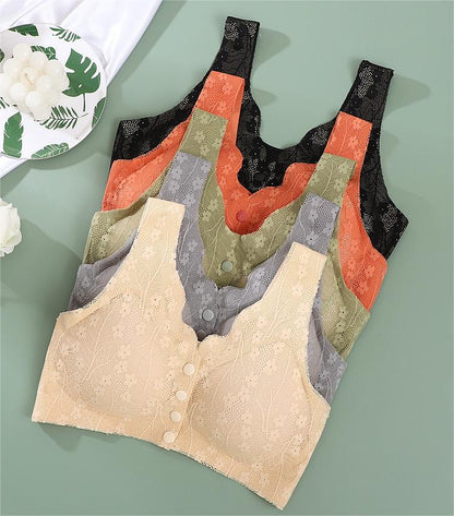 😍【Korlátozott ideig 50% kedvezmény】👙【3 darab】【40-100KG】Női vezeték nélküli csipke melltartó elülső rögzítéssel