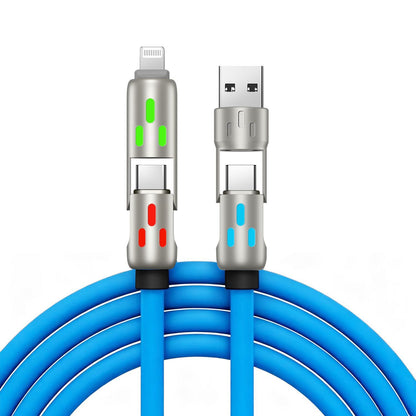 🔥【2 db 9000 Ft】🔥(2 méter hosszú) 4 az 1-ben PD 240W kábel - Gyors USB-C, Lightning és USB-A töltés, alumínium és szilikon kivitel, adatátvitel ⚡📱