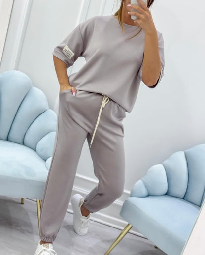 ⏳ Oferta ograniczona czasowo! ⏰Damski zestaw casualowy z jednolitym topem i spodniami