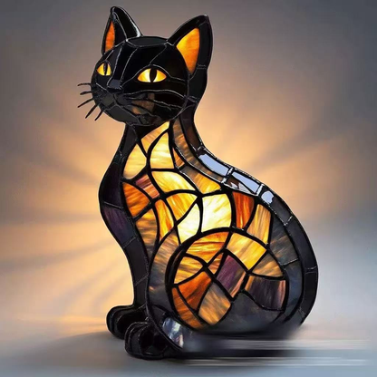 😺🐶✨Gyanta díszek, LED éjszakai fény, művészet, állatszobor, kreatív dekoráció irodába, otthonra, USB porttal ellátott kapcsoló