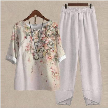 【S~5XL】🌸2026 Új mintás kétrészes öltöny felsővel és nadrággal
