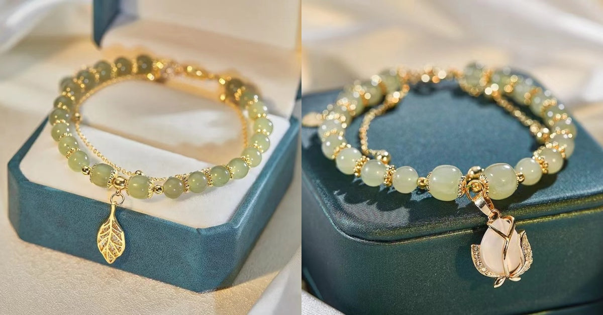 🎊✨【Vegyél egyet, kapsz egyet ingyen】🎁2 db 14 karátos arany karkötő hetian jádével🎊