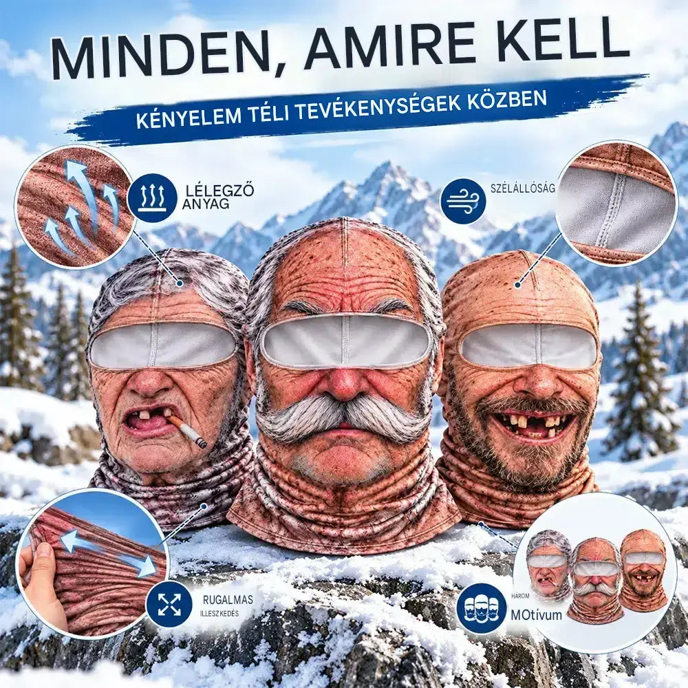 🔥😎 Vidám, 3D-s, meleg arcmaszk téli szabadtéri sportokhoz
