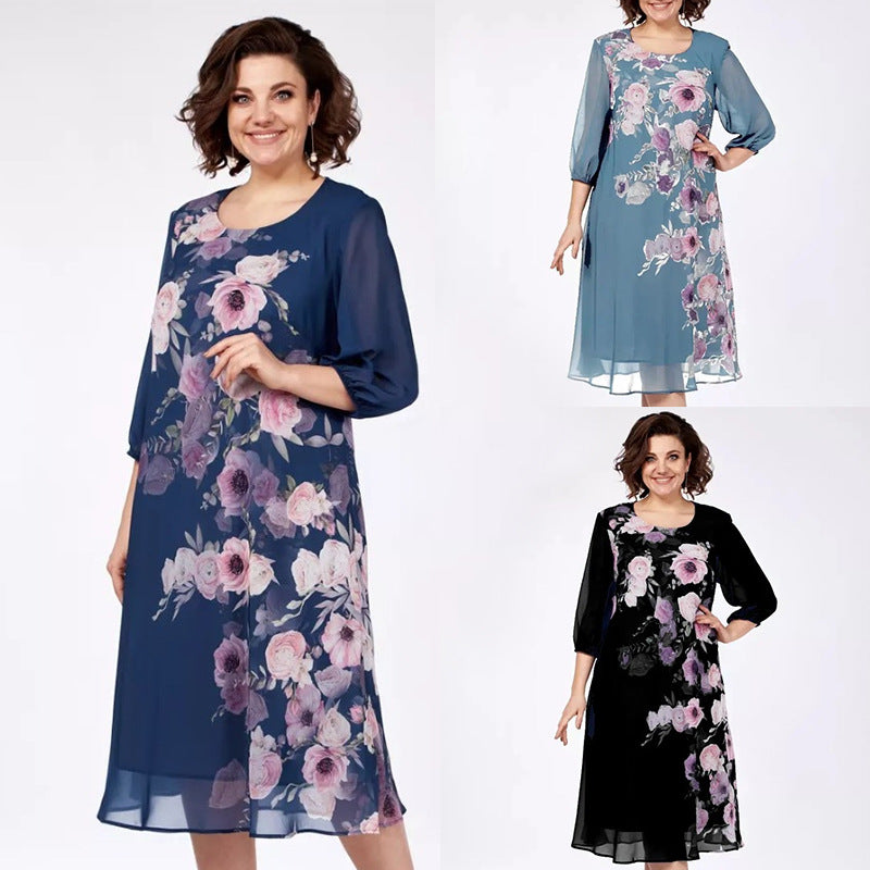 💥50% kedvezmény👗【S-5XL】❤️2026-es elegáns nyomott sifon ruha