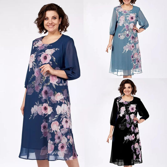 💥50% kedvezmény👗【S-5XL】❤️2026-es elegáns nyomott sifon ruha