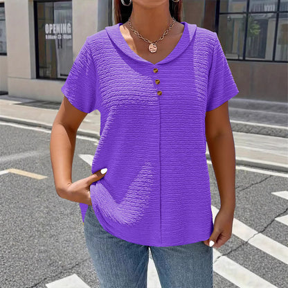 【L-6XL】2026 Nowy Plus Size Jednokolorowy Teksturowany Plisowany T-shirt Damski w Stylu Lalki
