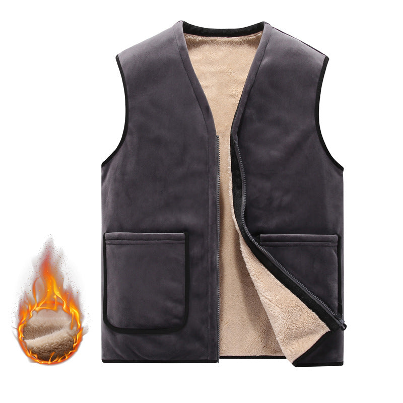 🏷😎【M-6XL】【Gyapjú mellény】Őszi és téli, férfi, bársony, vastagított, nagy méretű, meleg és hideg mellény