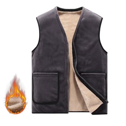 🏷😎【M-6XL】【Gyapjú mellény】Őszi és téli, férfi, bársony, vastagított, nagy méretű, meleg és hideg mellény