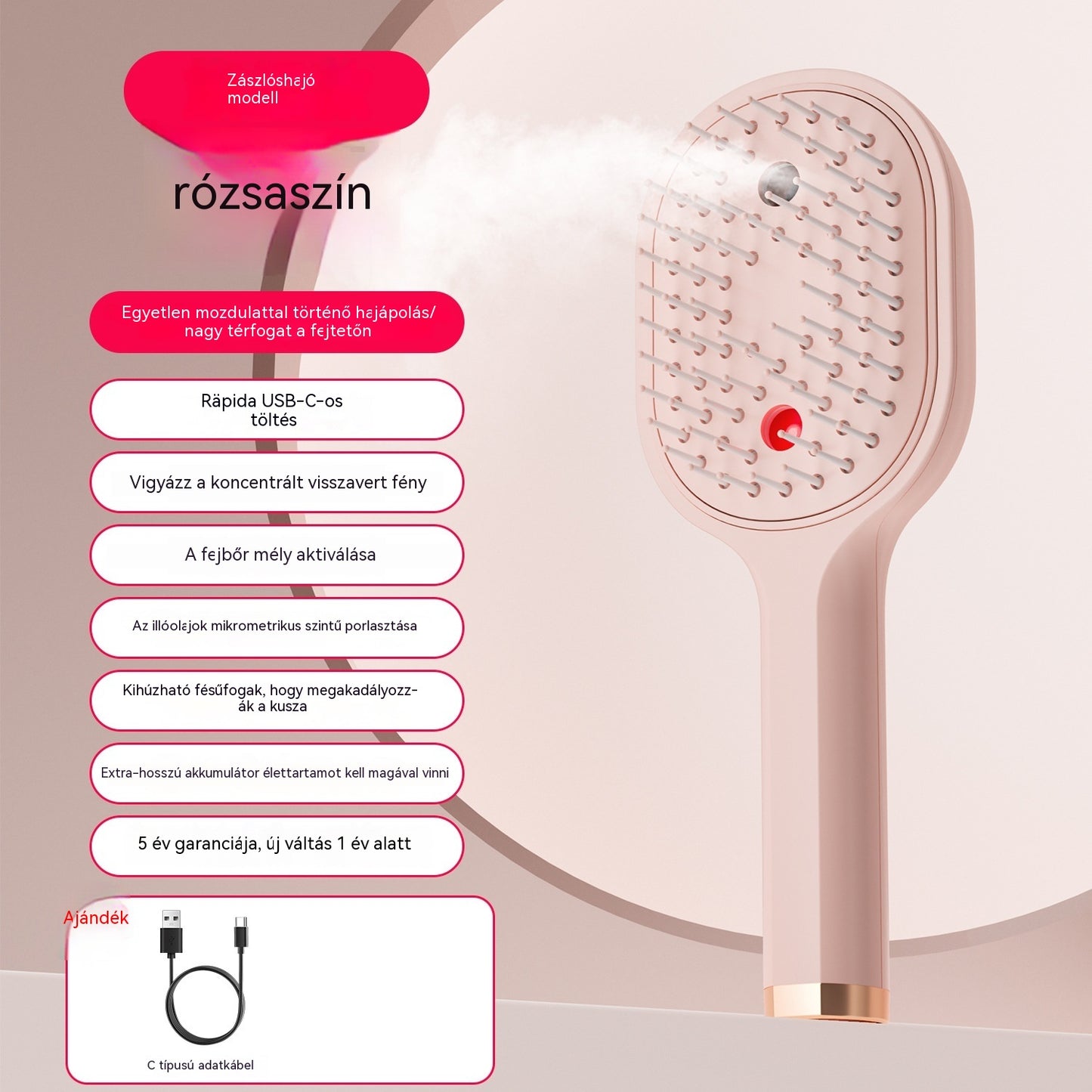 💖💨Egygombos permetező funkcióval ellátott fésű, amely hatékonyan segít megelőzni a haj gubancolódását.