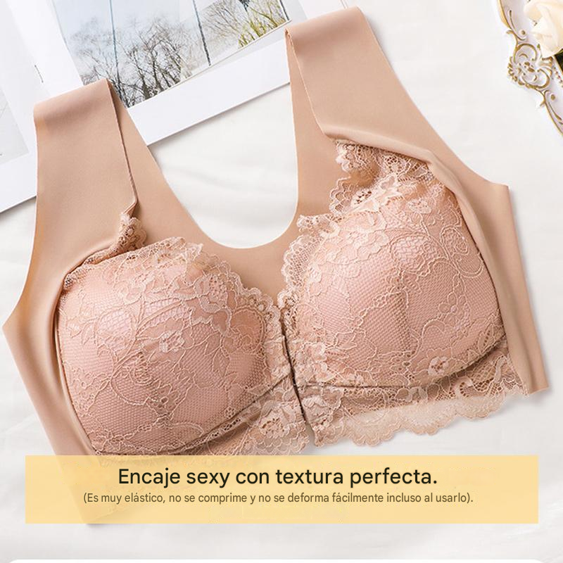 💖Por tiempo limitado, el precio más bajo【Juego de 5 piezas】【40-100 kg】😍🩲Sujetador push-up de talla grande con efecto realce, hermoso encaje en la espalda y cierre frontal