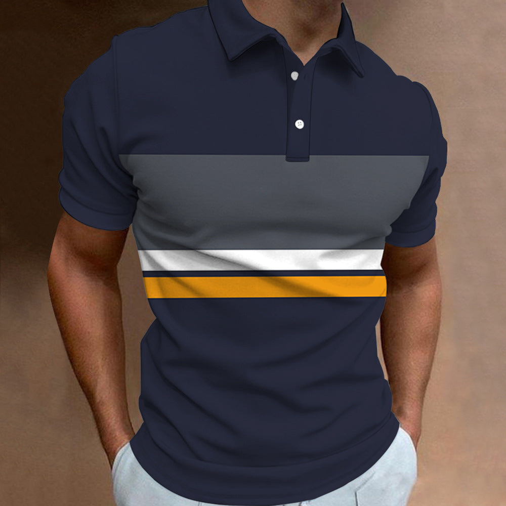 🔥【Utolsó nap, 50% kedvezmény】👔【S-6XL】Új nyári férfi csíkos 3D mintás galléros póló