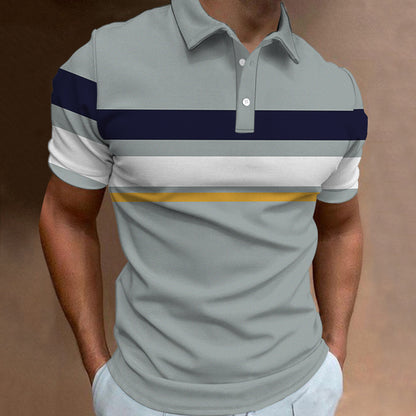 🔥【Utolsó nap, 50% kedvezmény】👔【S-6XL】Új nyári férfi csíkos 3D mintás galléros póló