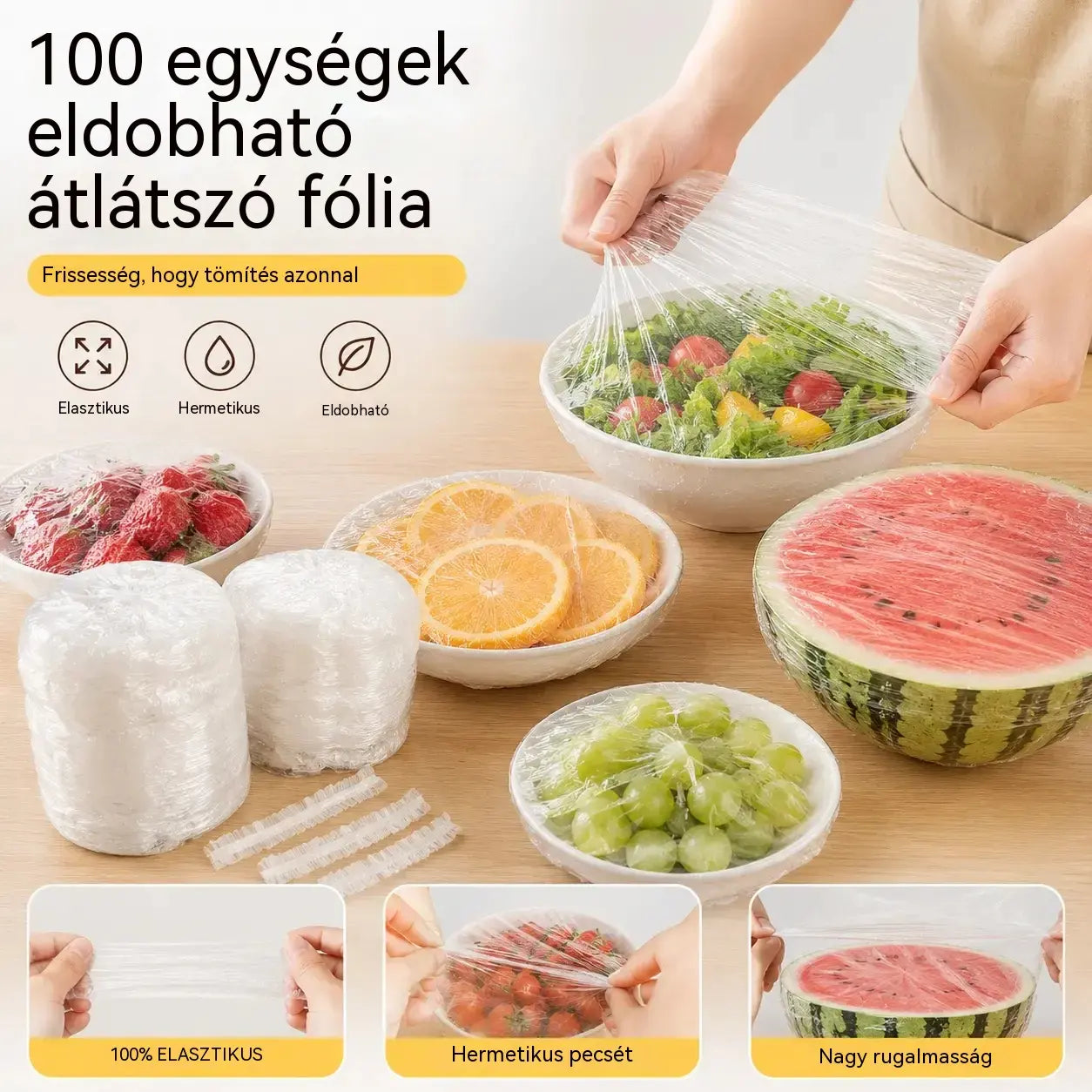 【Második termék féláron】【200 darab】Eldobható átlátszó fólia, alkalmas edények és élelmiszerek tárolására.