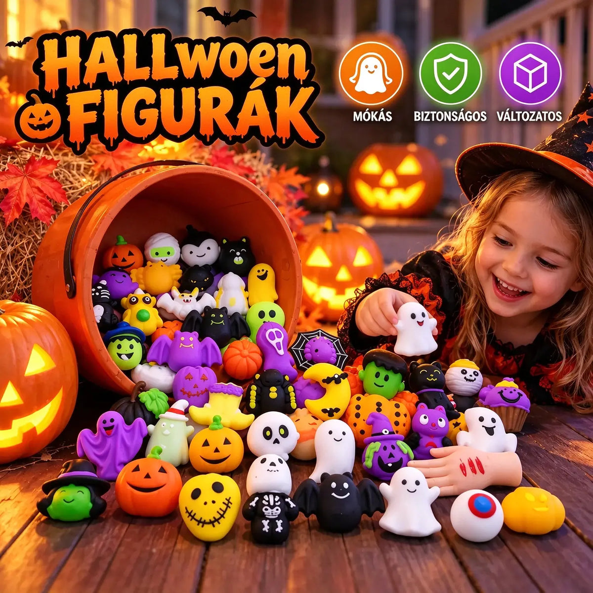 🎃【50 darab】🎃 Halloween-témájú stresszoldó játékok; imádnivaló tök- és szellemformájú stresszlabdák.