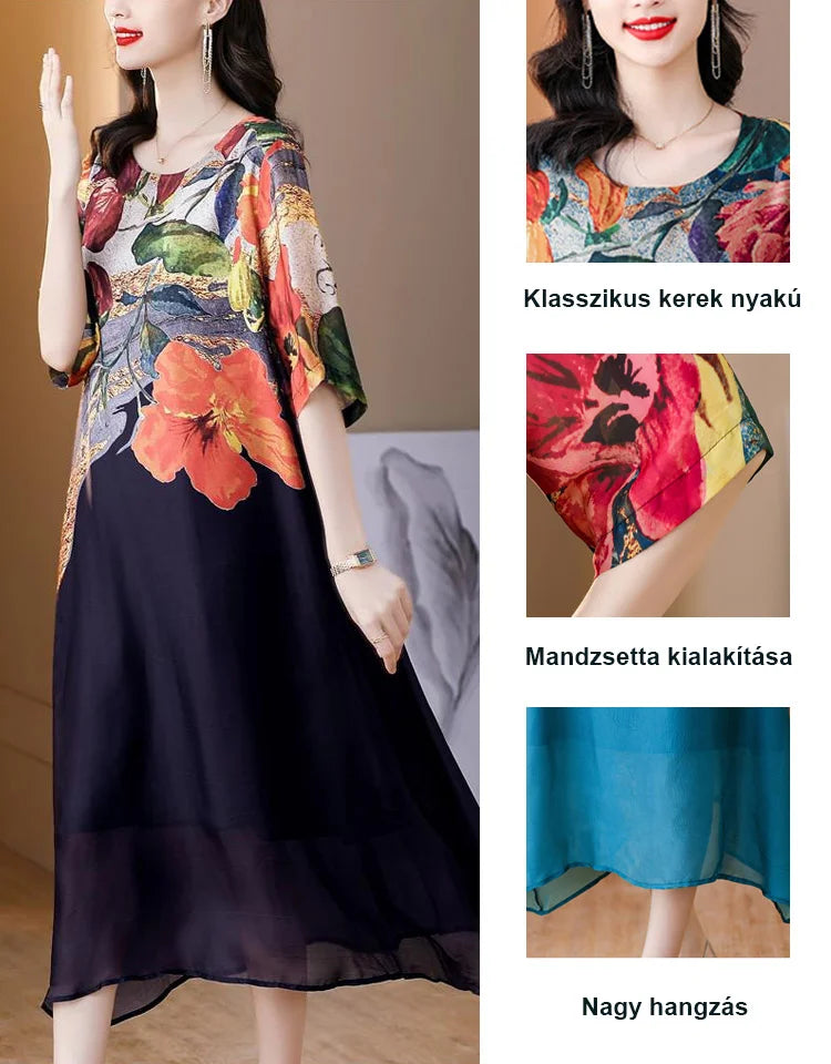 【M-5XL】 Elegáns nyomtatott ruha