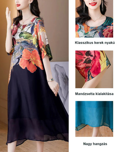 【M-5XL】 Elegáns nyomtatott ruha